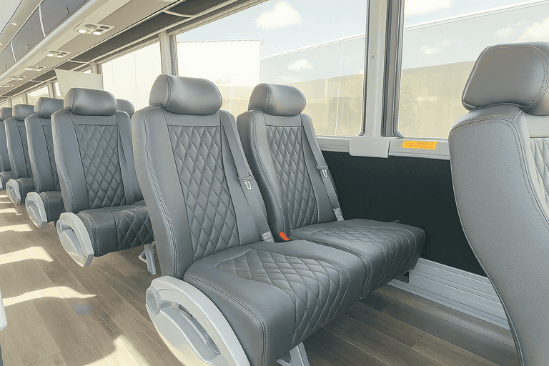 interior of Shreveport Minibus Company charter bus